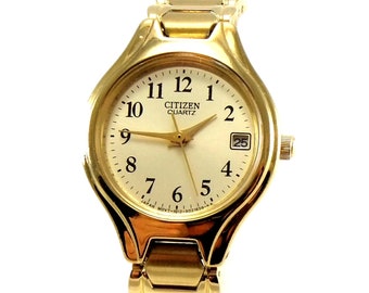 CITIZEN  Ladies Gold Tone Watch Model 1012-S011523 Light Gold Dial Womens 6 1/4"