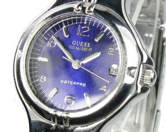 GUESS women's watch Model G65171L Stainless St Dark violet dial Date (SEE VIDEO)