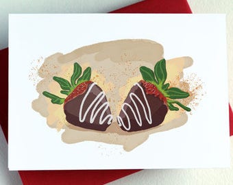 Chocolate Strawberry Valentines Day Card - A card for the chocolate lover