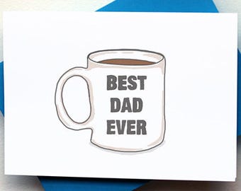 Best Dad Ever Mug Card - Watercolor Father's Day Card