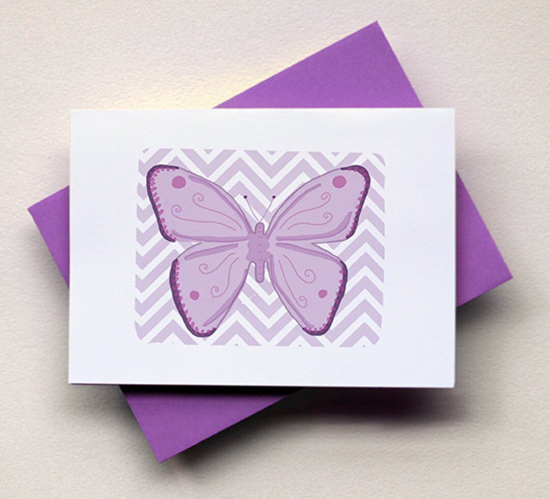 Purple Chevron Butterfly Card - Etsy