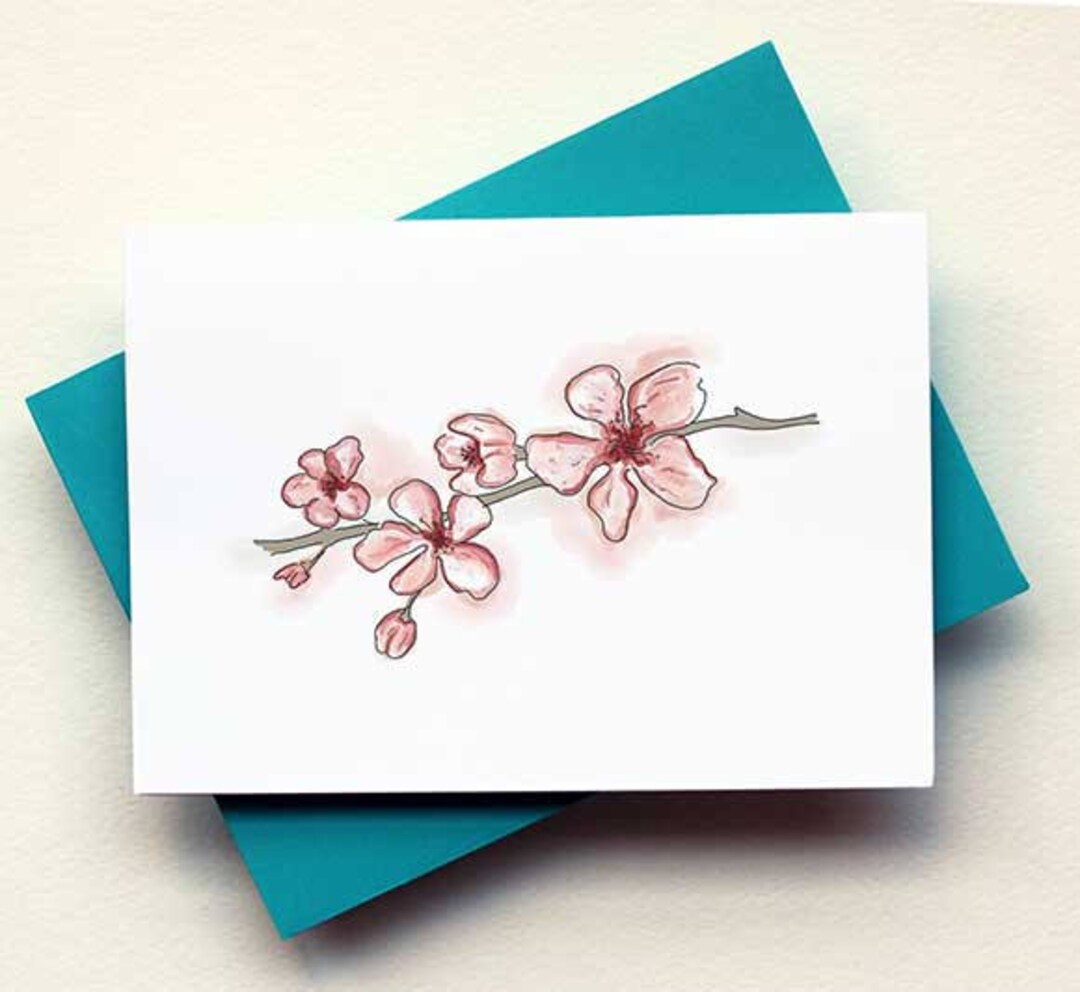Cherry Blossom Card - Etsy