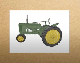 Antique Green Tractor Art Print