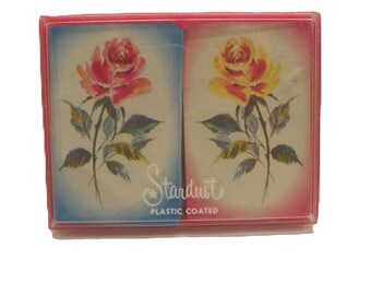 Vintage Stardust Playing Card Company Rose-themed Playing Cards - 2 Decks with Case , Rose Flower Swap Cards