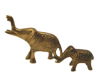 Vintage Miniature Indian Brass Elephant Figures MCM