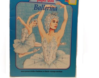 1991 Ballerina Deluxe Paper Doll Book UNCUT , Vintage Ballerina Doll Book , Children&#39;s Golden Book , Ballet Coloring Book ,  Paper Crafts