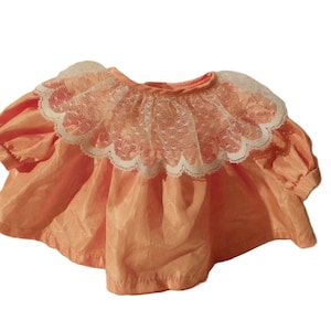1985 Authentic Cabbage Patch Kids Cornsilk Doll Peach Taffeta and Lace Dress , Vintage 80's Coleco CPK Clothes , 16" Doll Outfit
