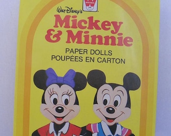 Vintage Mickey and Minnie Boxed Paper Dolls New , 1982 Walt Disney Mickey Mouse Paperdoll , Uncut Paper Dolls , Whitman Paper Doll