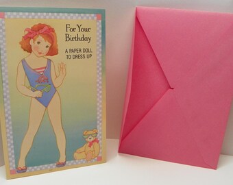 Vintage Paper Doll Birthday Greeting Card , Vintage Child Birthday Card , American Greetings Paper Doll Card , Girl Birthday Card , Carlton