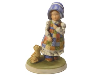 Vintage 1978 Holly Hobbie "Blue Girl" Hand-painted Porcelain Figurine