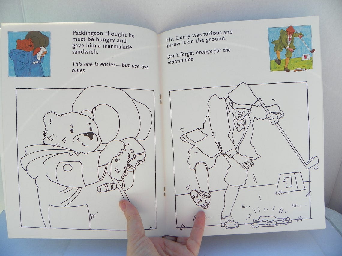 1977 Michael Bond Paddington Golfer Coloring Book Vintage Etsy