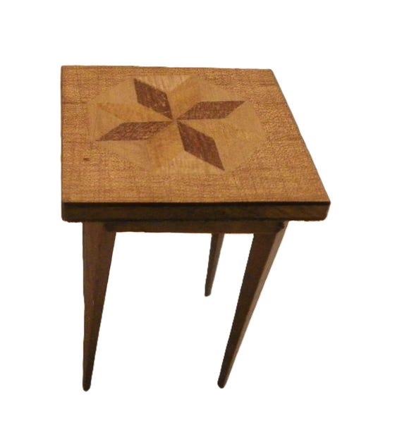 Vintage Shackman Wood Table With Inlay Top Dollhouse Furniture