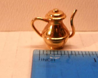 ヴィンテージ真鍮ミニチュアティーポット、ドールハウスティーポット