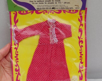 Vintage Hong Kong Fashion Boutique Clone Doll Dress , 1960's/70's Clone Barbie Outfit in Original Package , 11 Inch Fashion Doll Clothing