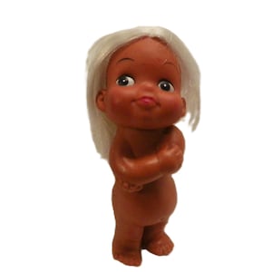 Vintage Moody Cuties Arms Crossed Doll 5&quot; , 1970&#39;s Rubber Blonde Sun Bunnies Doll , Emotion Rubber Doll , Sassy Face Doll , Hong Kong Doll