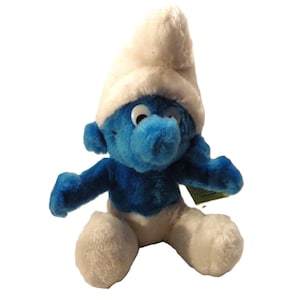 Vintage 1979 Ganz Bros Plush Smurf Toy with Tags , 1970&#39;s Smurf Doll Bean Bag Toy 10&quot; , 1979 Schleich Peyo Smurf Stuffed Toy , 10 Inch Smurf