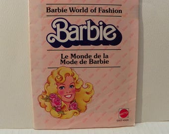 Vintage Barbie World of Fashions Booklet , 1983 Barbie Fashions Pamphlet , 1980's Barbie Clothes Catalogue , Barbie Replacement Box Insert
