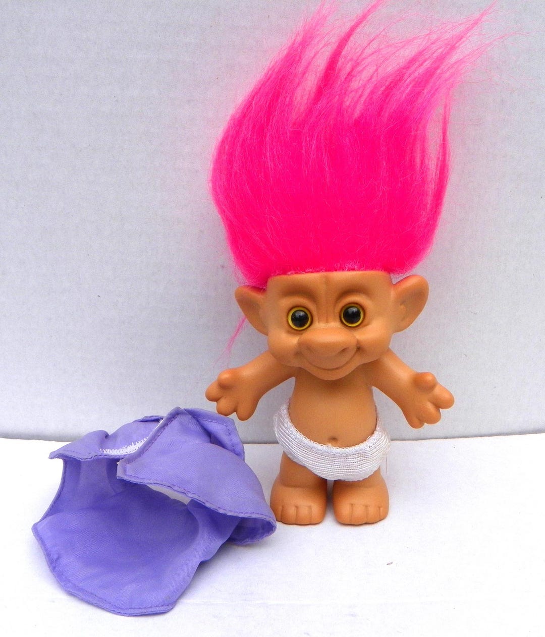 Vintage Pink Haired Forest Troll Doll , Vintage 4 Inch Troll , Yellow ...