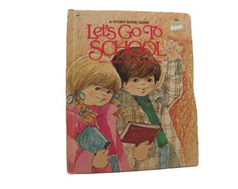 1977 A Story-Book Game - Let's Go to School Cut Out Book , Wonder Book 691 Children's Illustrated Reader
