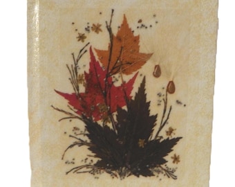 Vintage Handmade Dried Pressed Maple Leaf and Grass Art Blank Journal Notebook -  Henni Originals Canada
