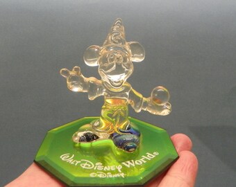Vintage Sorceror Mickey Crystal Figurine with Color Changing Base - Walt Disney World Arribas Bros Mickey Mouse Fantasia