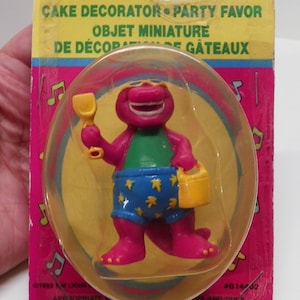 NRFB 1993 Barney PVC Figure , Barney the Purple Dinosaur , Barney Cake Topper , 1990&#39;s Lyons Group 2.5&quot; Dinosaur , Barney TV Show Figure
