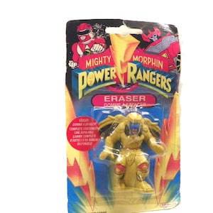 1993年 マイティ・モーフィン・パワーレンジャー イレイザー 新品未開封、1990年代 サバン イエロー パワーレンジャー ゴールダー