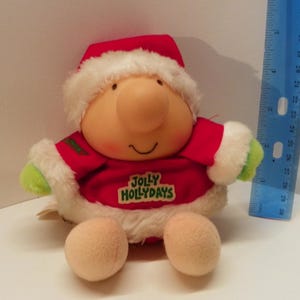 Vintage 1984 Ziggy Jolly Hollydays Cloth Doll , Santa Ziggy Doll , American Greetings Ziggy Soft Toy , Carlton Cards Ziggy Christmas Doll