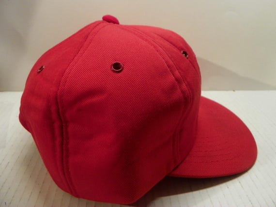 1980's Canadian Firefighters Trucker Hat , Red Firefighter's Maltese Cross Patch Snapback Ballcap View 2