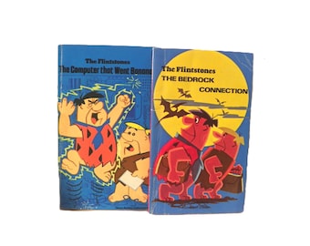 1974 The Flintstones Softcover Books - The Bedrock Connection and The Computer That Went Bananas
