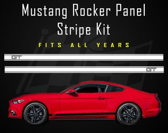2014 Mustang Rocker Panel Ford Mustang Rocker Panel Stripes Decals - Left & Right Side Graphic Kit Ford Mustang Rocker Panel Decals, Door Stripe Kit Both Sides - Foto 3