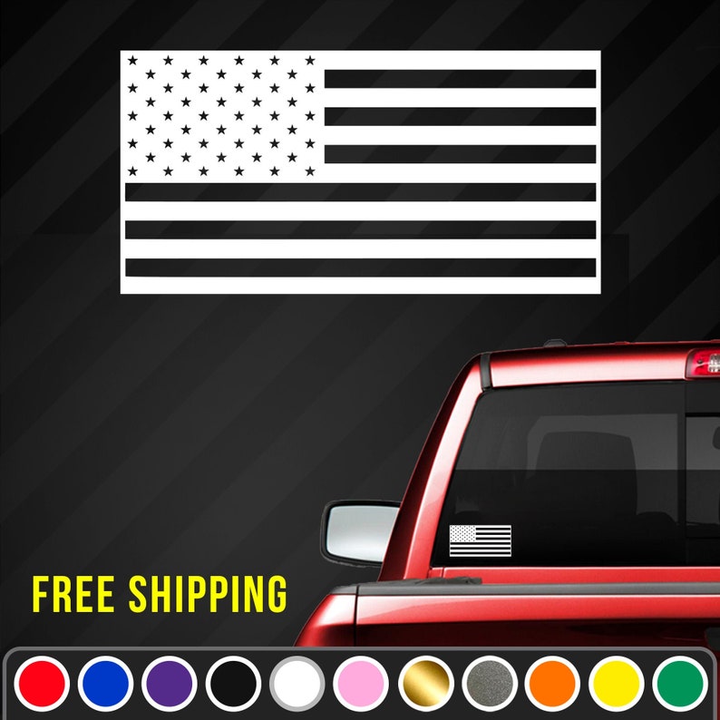 CHROME US Marine Corps American Flag Vinyl Decal StickersMilitary Decals