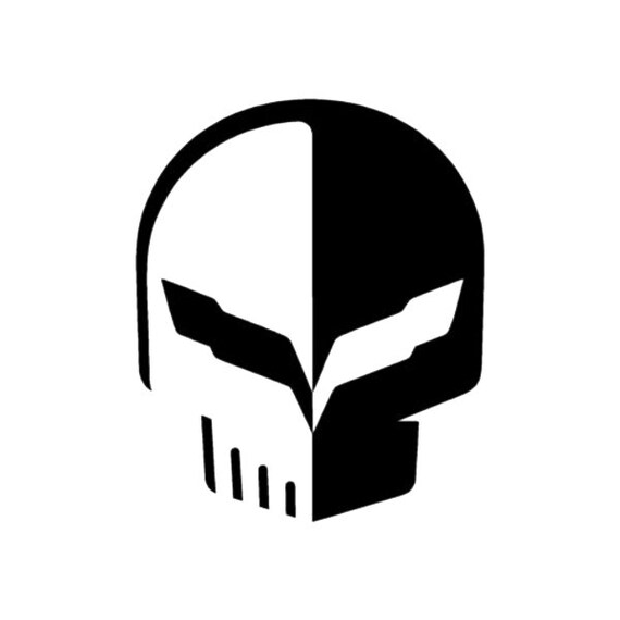 Corvette Jake Skull Vinyl Decal StickerC6 Style Devil Horns Racing 539