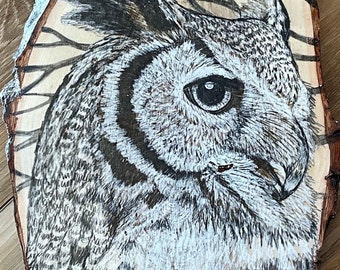 190 Great Horned Owl 6 1/2” x 15”