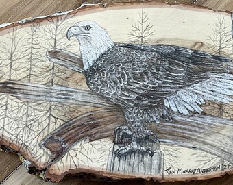 200 Eagle Perched on dead Limb 16” x 7”