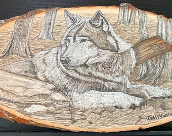 150 Resting Wolf 14” x 6 1/2”