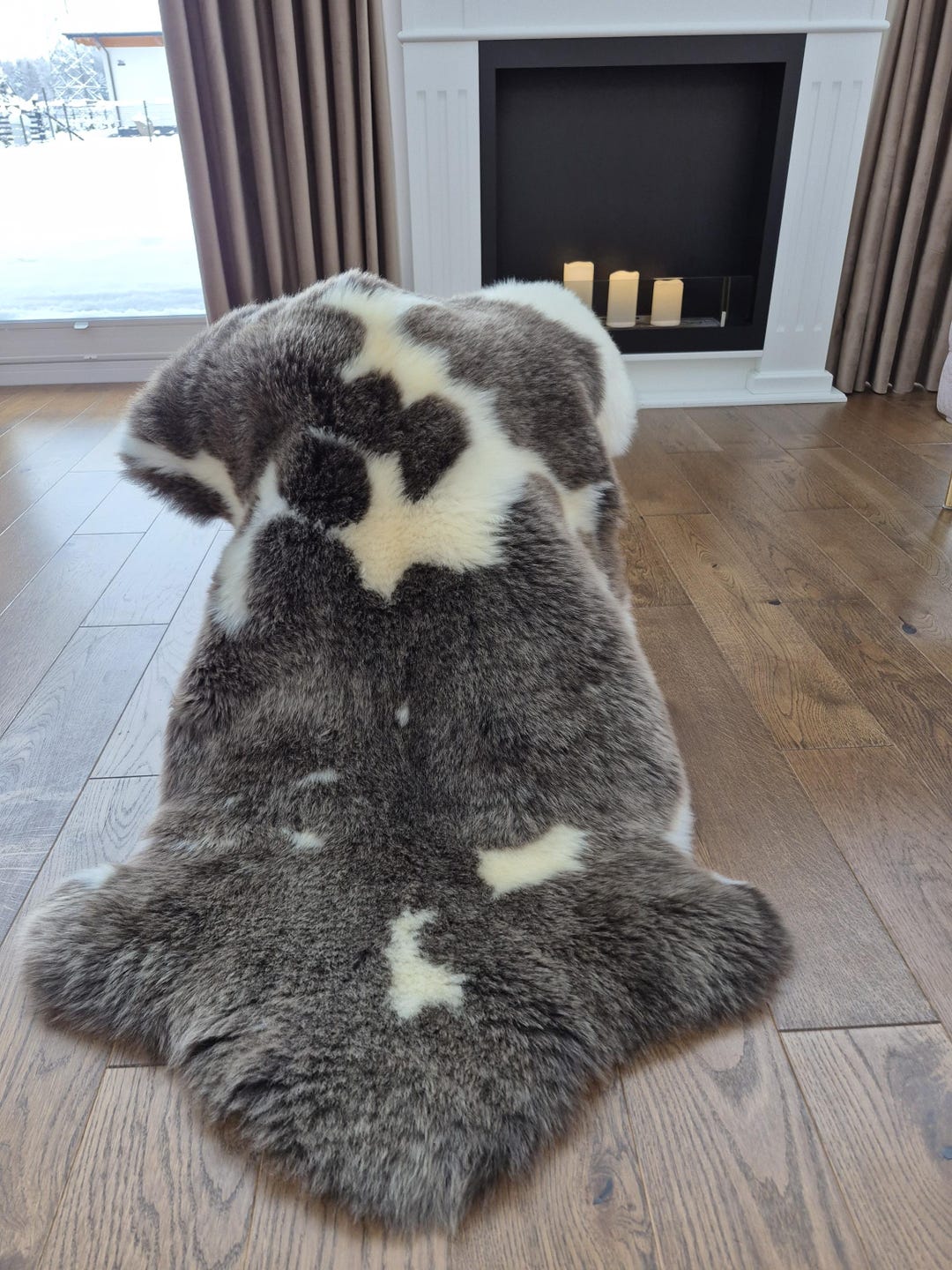 Natural Sheepskin Rug, Genuine Lambskin, Gray and White, 110-70cm - Etsy