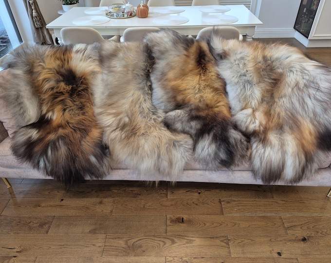 Original, ICELANDIC Natural Colour GIANT Rug, Long Wool Genuine Natural ...