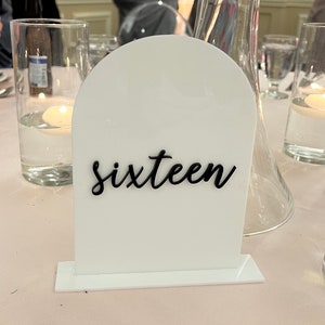 Arched Acrylic 3D Table Numbers