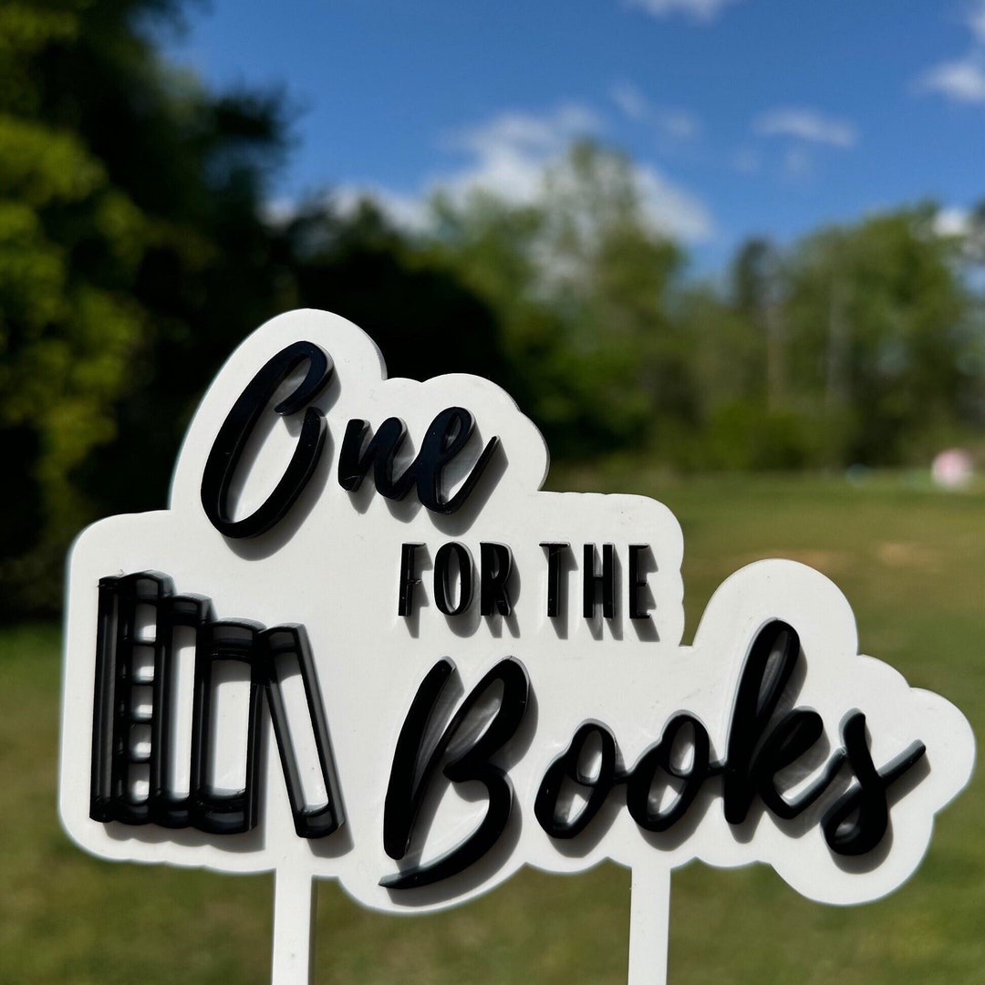 One Topper Book One for the Books 1st Birthday Cake Topper Party Decor Cupcake Toppers ...