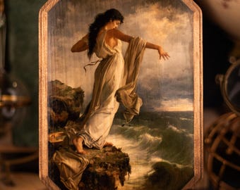 Plaquette Death of Sappho |  Fantasiemuurdecoratie | Miguel Carbonell Selva | Donkere academische wereld | Cadeau houten kunstafdruk