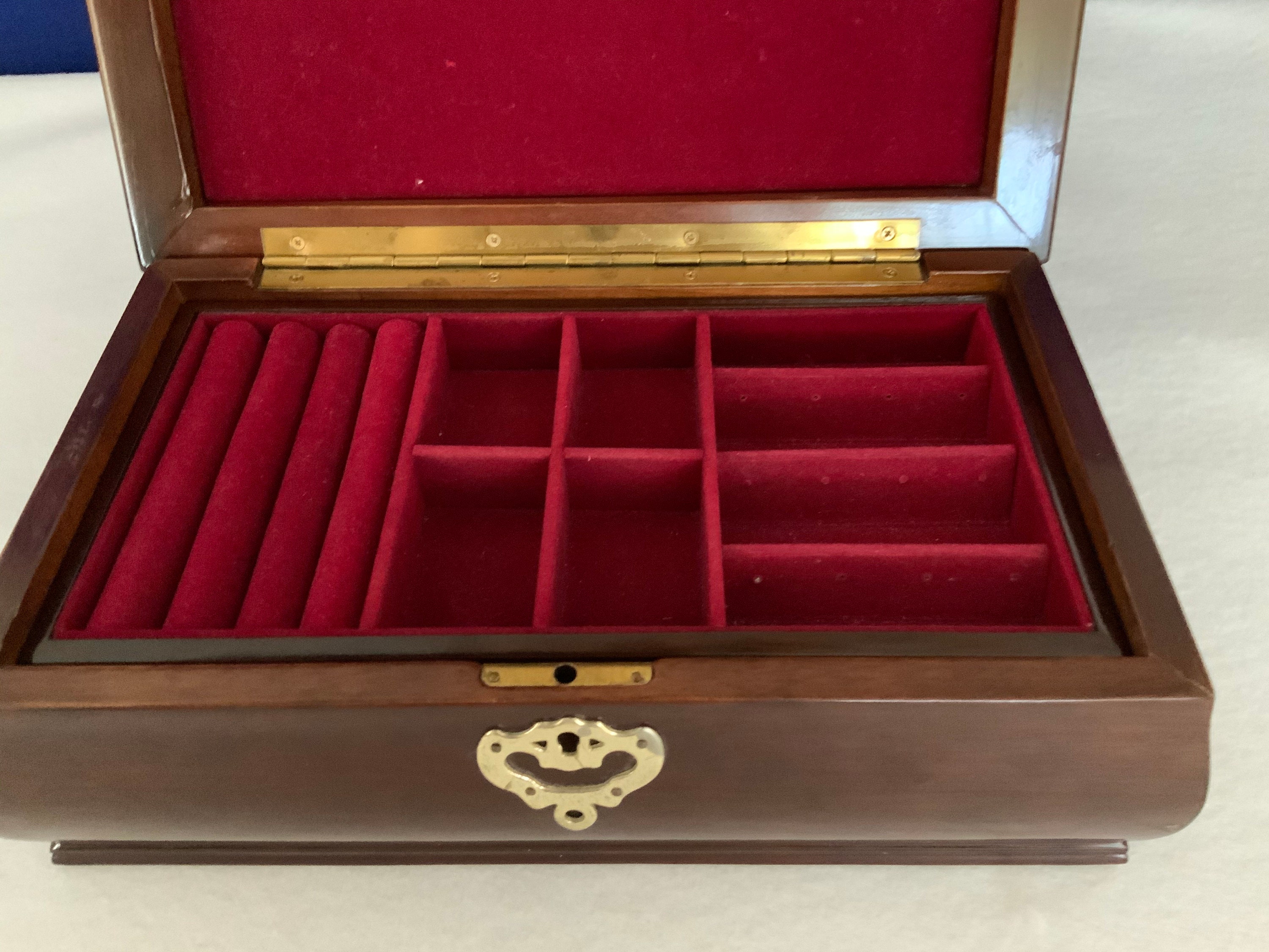 Vintage MAHOGANY Jewelry Box Velvet Lining with Removable Etsy Australia