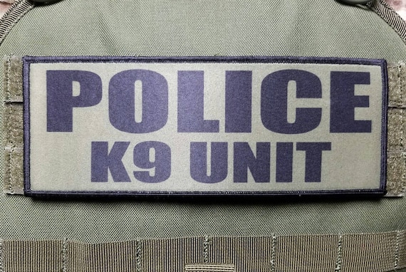 3x8/" POLICE K9 UNIT Black Grey Tactical Hook Plate Carrier Morale Raid Patch