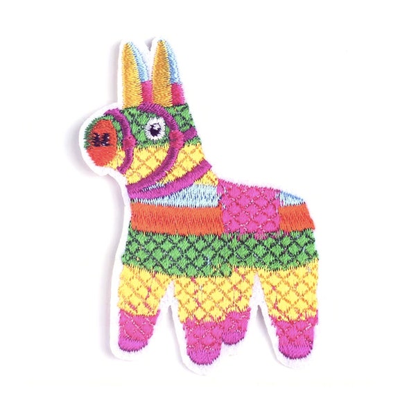 Embroidered Mexican Burro Pinata Patch - DIY Iron-On Jackets - Bags - Quilts - Craft Projects - 3.2 x 2.25 Inch