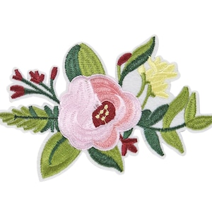 Embroidered Floral Patch - Iron-On Applique - 5.7 x 3.5 Inch - for Clothing - Jackets - Bags - Accessories