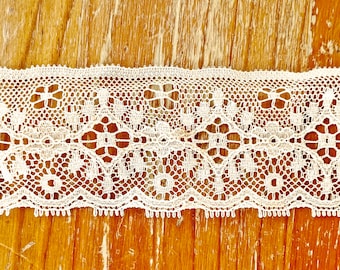 6 Yards of Lovely Vintage Style 1.5 Inch Narrow Floral Lace Trim - Light Skin Tone Color - Soft Fine Non-Stretch for DIY Lingerie