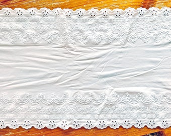 White Embroidered Eyelet Lace Trim With a Lovely Floral Pattern - 10 Inch Width - 1 Yard - Very Soft Fine Stretch Lace - Scalloped Edges