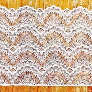 Gorgeous Fine White Scallop Stretch Lace - 8 Inch Width - 1 Yard - Very Soft High Quality Boho Style for DIY Lingerie