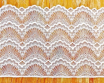 Gorgeous Fine White Scallop Stretch Lace - 8 Inch Width - 1 Yard - Very Soft High Quality Boho Style for DIY Lingerie