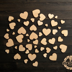 100 Pcs Unfinished Assorted Wooden Craft Hearts